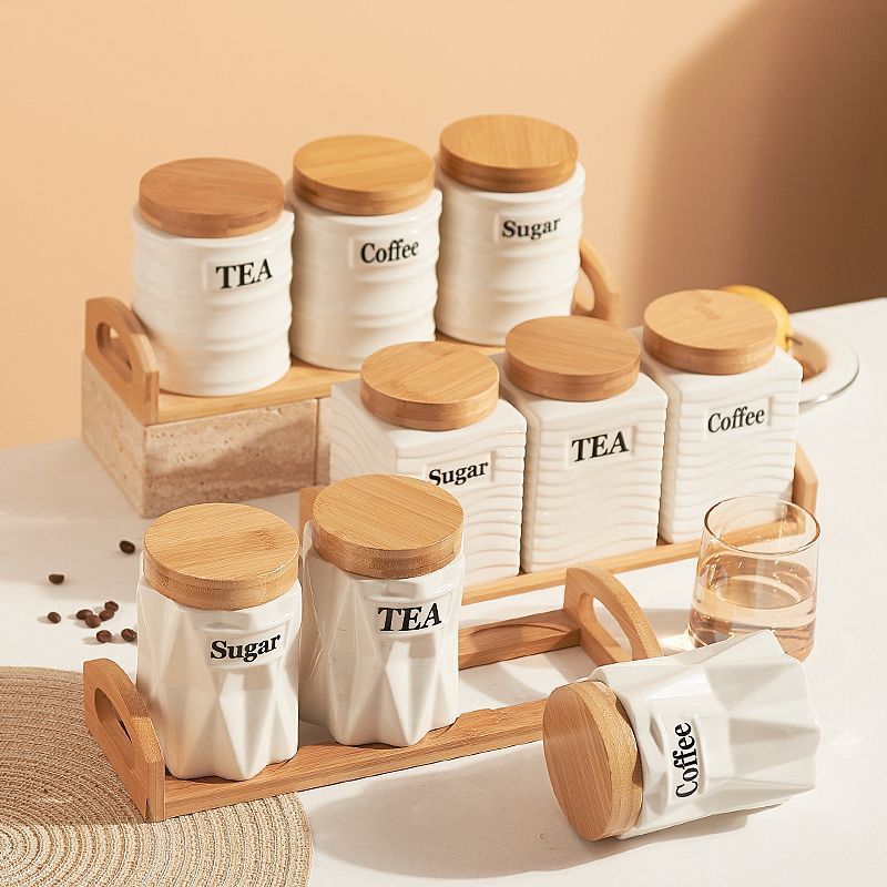 Conjunto de 3 Potes de Cerâmic - Kitchen Baking Canisters avaliação e preço