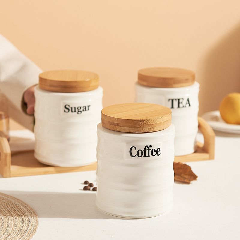 Conjunto de 3 Potes de Cerâmic - Kitchen Baking Canisters avaliação e preço