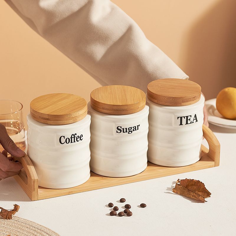 Conjunto de 3 Potes de Cerâmic - Kitchen Baking Canisters avaliação e preço